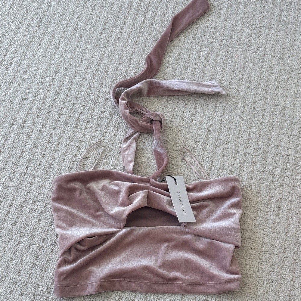 Dynamite Blush Velvet Halter Top brand new with tags